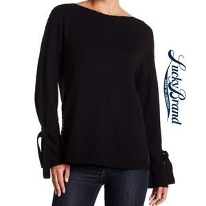 Black LUCKY BRAND Black Tie Sleeve Sweater!